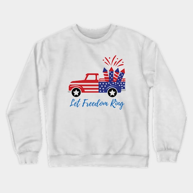 Let Freedom Ring America 4th of July Fireworks Crewneck Sweatshirt by Delta V Art